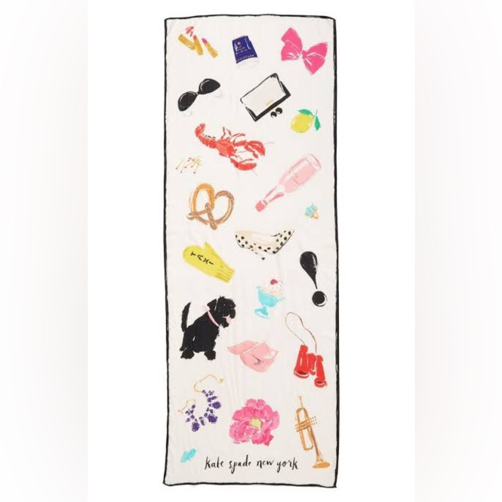 Kate Spade New York Scarf Women’s OS Cream Illustrated Things We Love Scarf